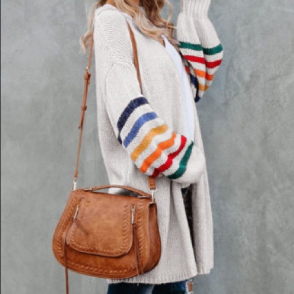 Last Long Striped Balloon Sleeved Cardigan - Picture 2 of 5